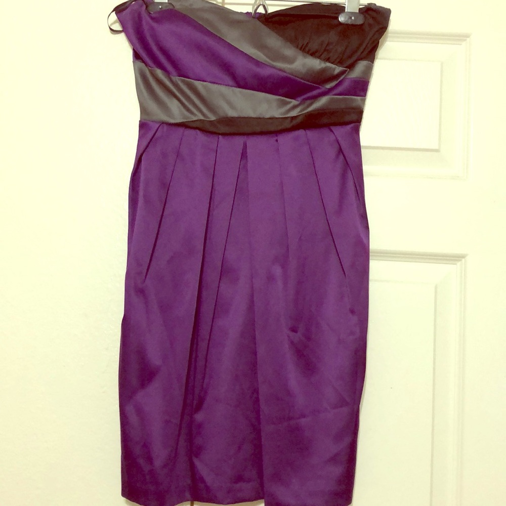 Purple/Black/Silver Top Strapless Dress